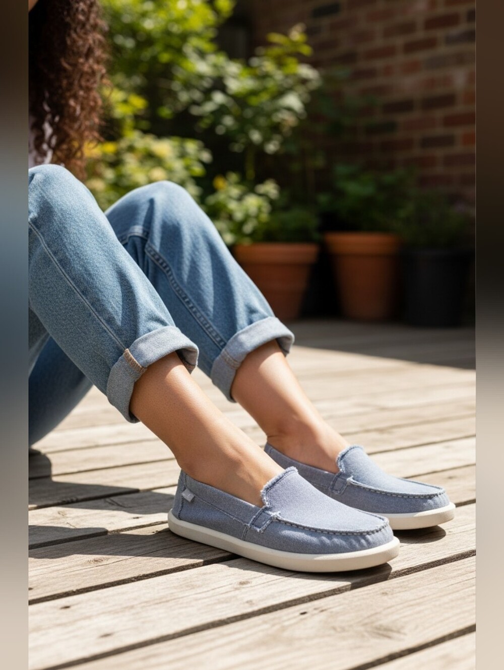 Sanuk Women's Denim Blue Slip-On Loafers